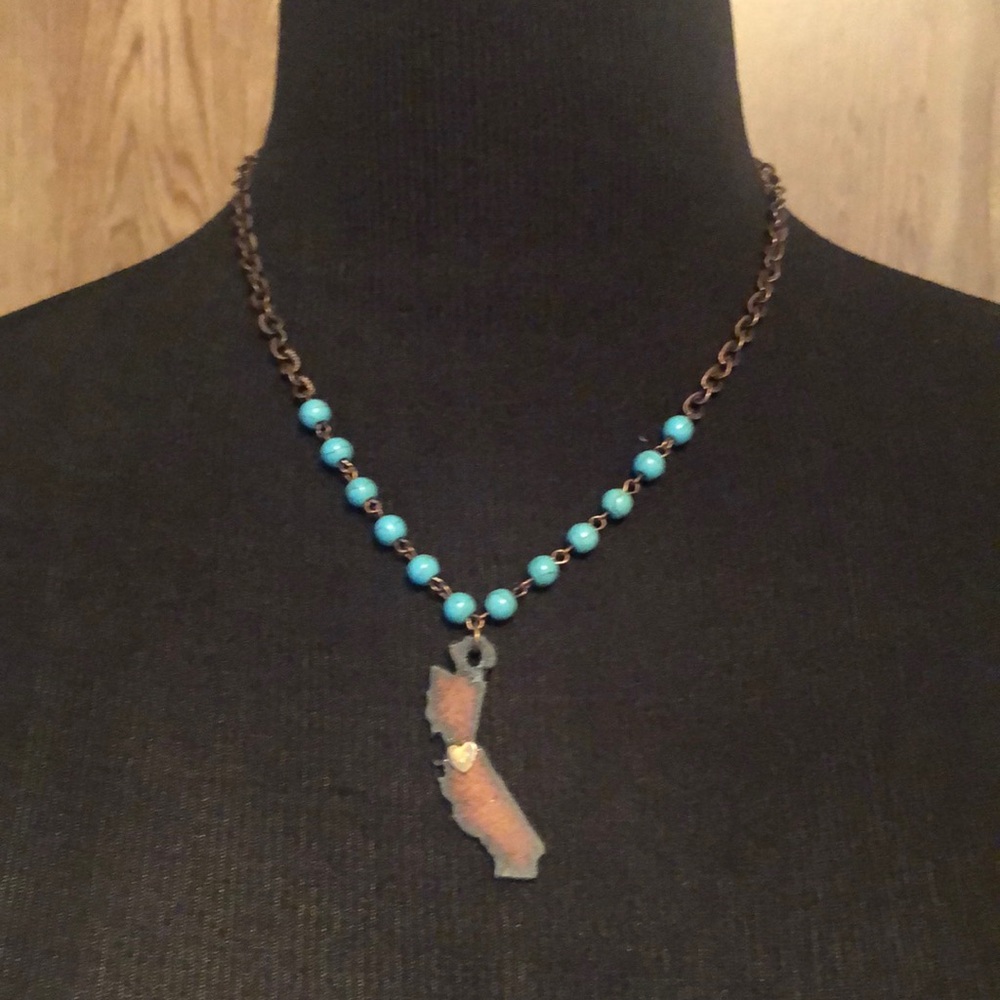 Pretty Teal Beaded California Necklace